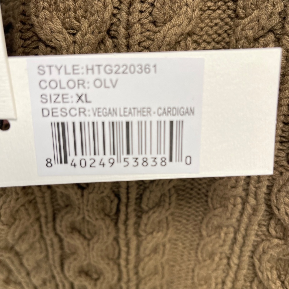Honor the Gift Olive Vegan Leather Cardigan - XL- NWT - Picture 3 of 6